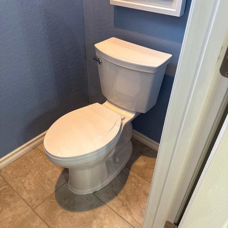 Toilet installation with new units and cracked seat
