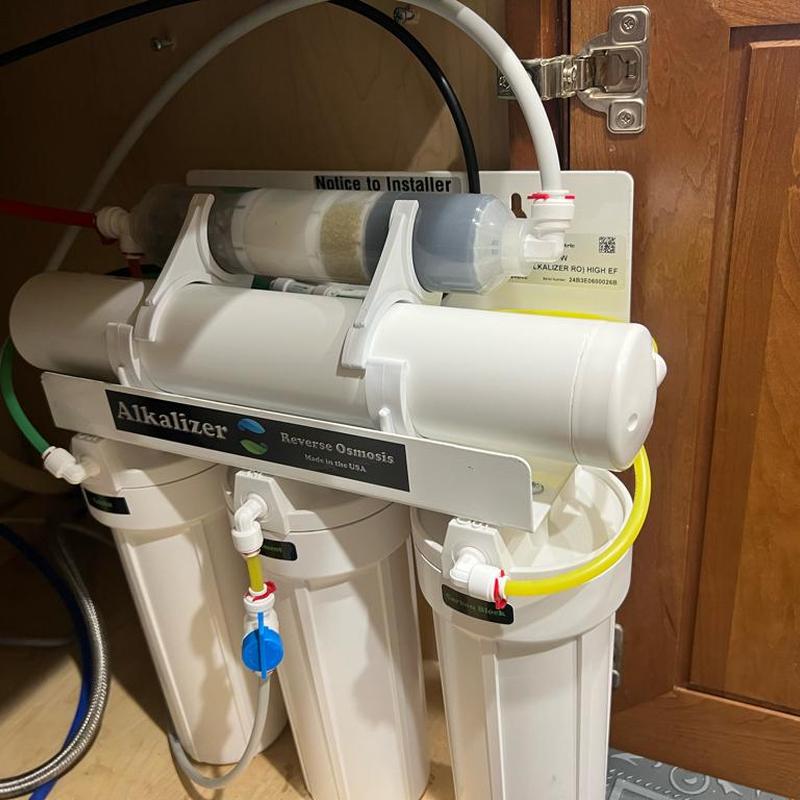 Five-stage reverse osmosis filter installation and setup