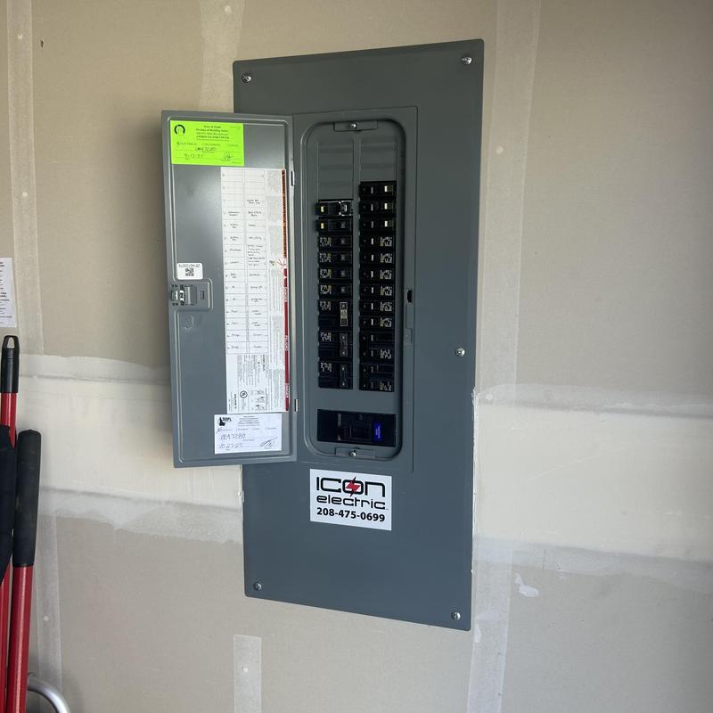 Main electrical service panel with breaker switches Main electrical service panel with breaker switches