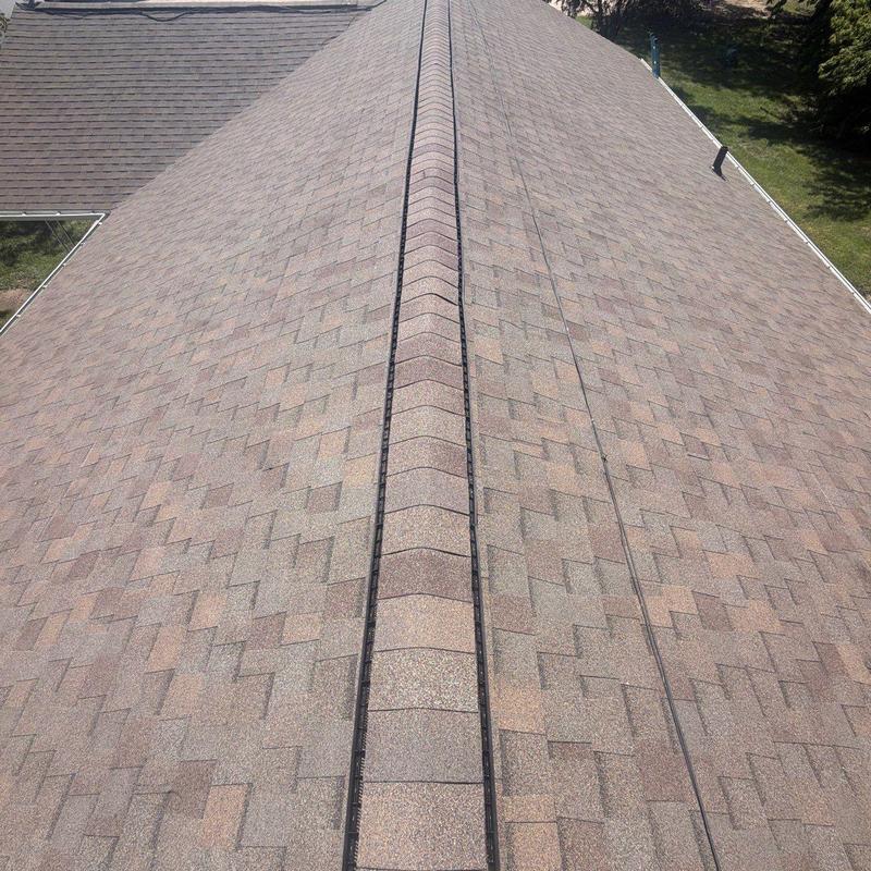 Tamko Stormfighter Flex asphalt shingle roof ridge view Tamko Stormfighter Flex asphalt shingle roof ridge view