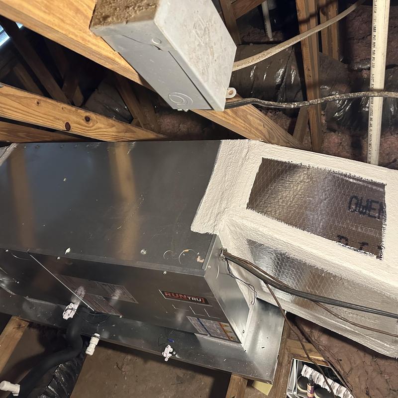 RunTru air handler installed in attic space RunTru air handler installed in attic space