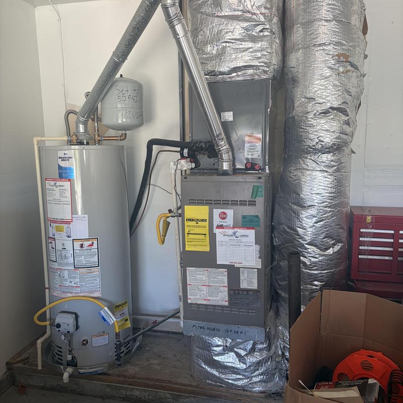 York 50K BTU furnace with flue and ductwork York 50K BTU furnace with flue and ductwork