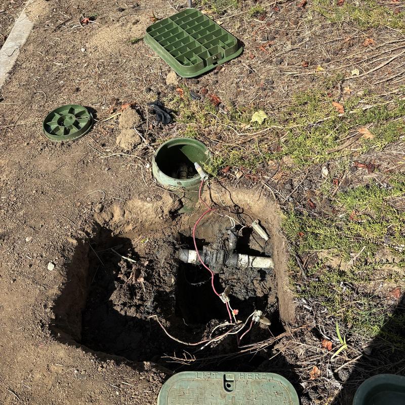 Irrigation anti-siphon valve box with wiring exposed Irrigation anti-siphon valve box with wiring exposed