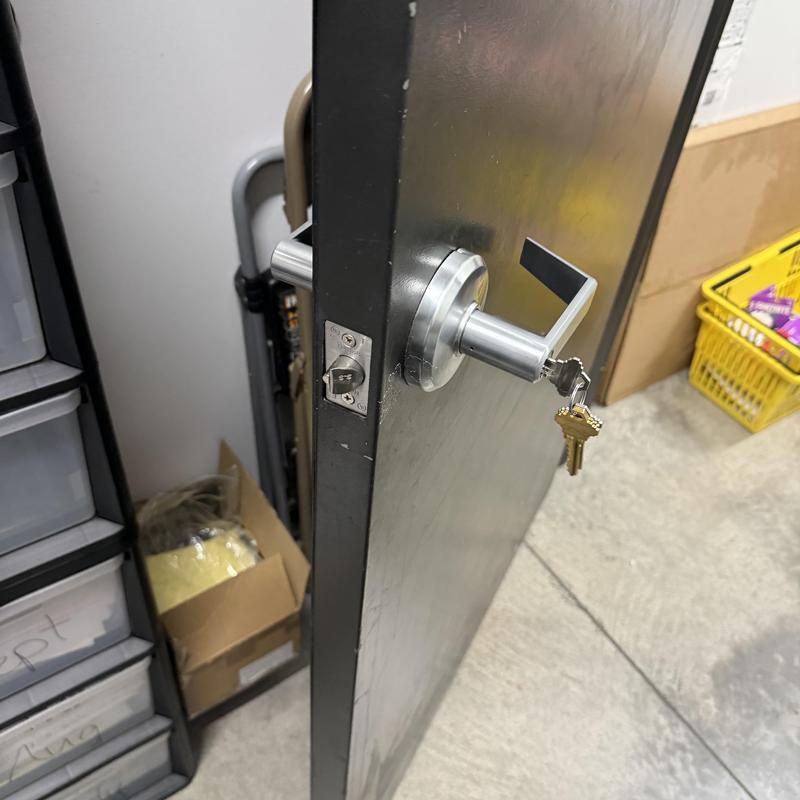 Door lock with new keys in retail store office Door lock with new keys in retail store office