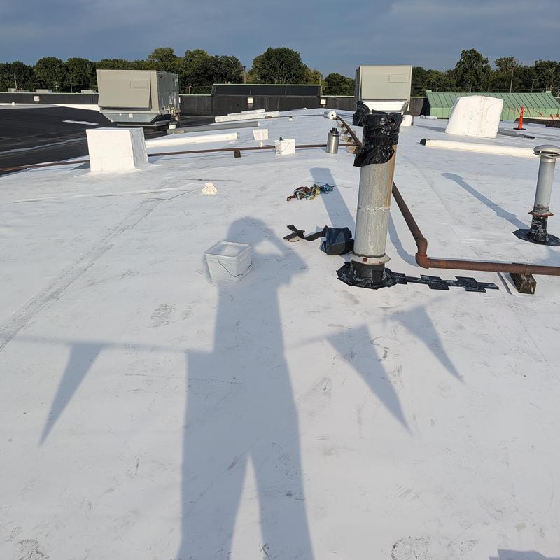 TPO single ply flat commercial roof restoration detail work