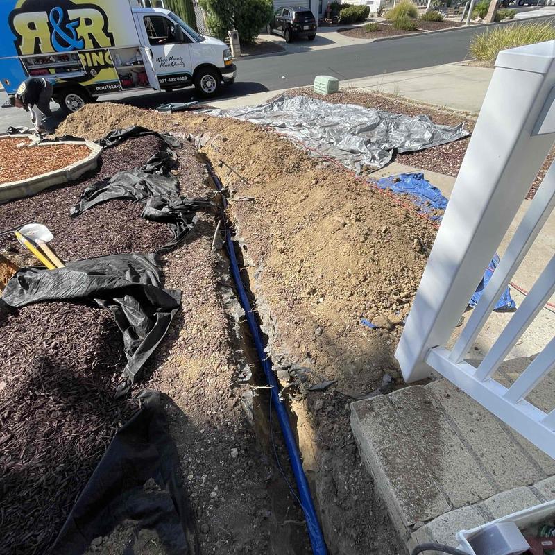 PEX-A water line trench installation at residence