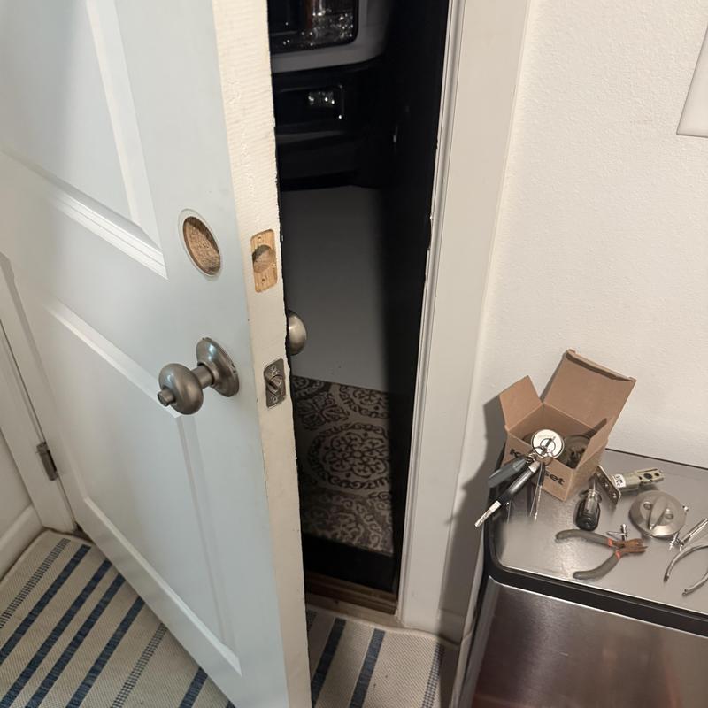 Door deadbolt lock removal with locksmith tools nearby Door deadbolt lock removal with locksmith tools nearby