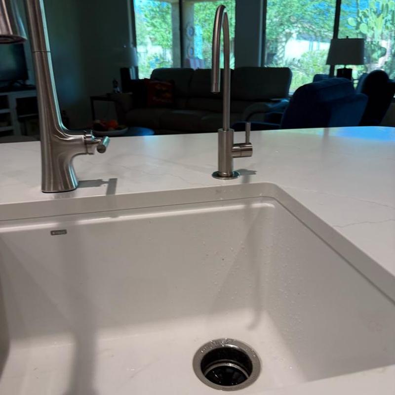 RO system faucet installed on kitchen sink
