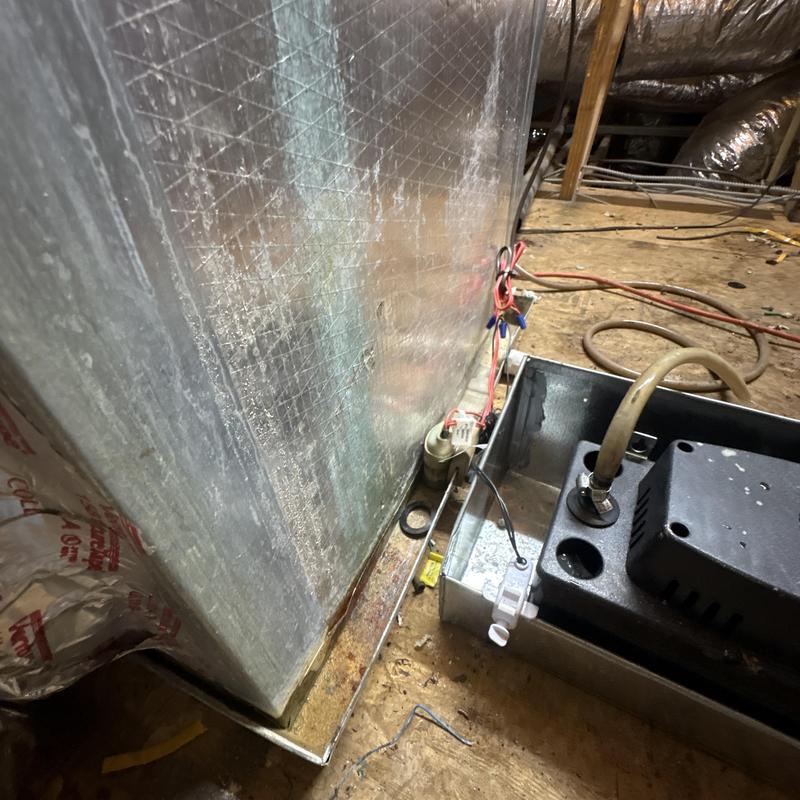 Condensate pump and HVAC unit in attic service