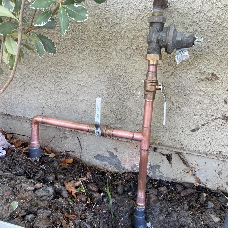 Main water line riser with new valves and pressure regulator
