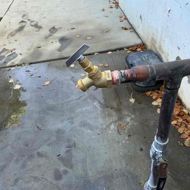 Exterior hose bib with key-operated shutoff installed