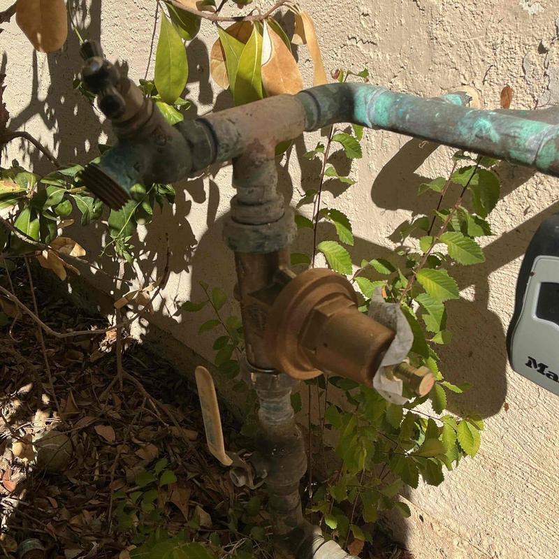 34-inch water pressure regulator and piping outdoors