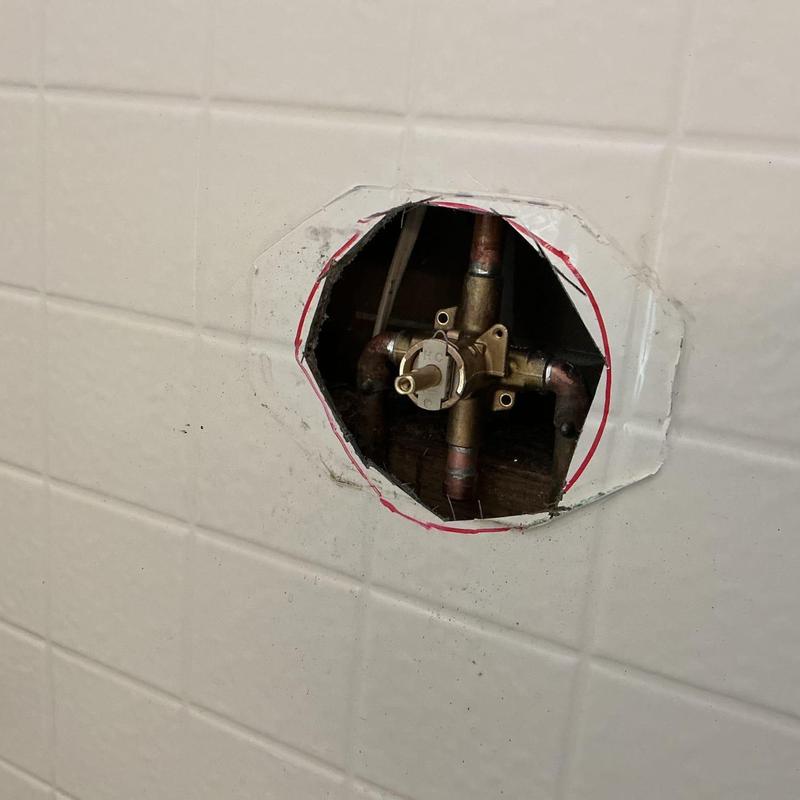 Moen Posi-temp shower valve rough-in in tiled wall
