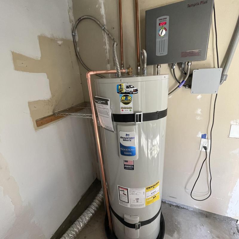 50-gallon Bradford White water heater with new pipes
