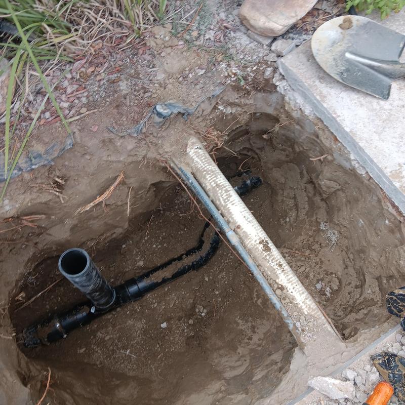 Sewer line pipe replacement in open trench excavation Sewer line pipe replacement in open trench excavation