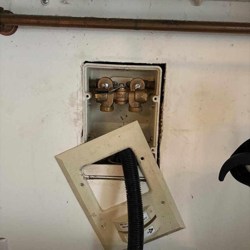 Laundry tray valve and box with detached cover panel Laundry tray valve and box with detached cover panel