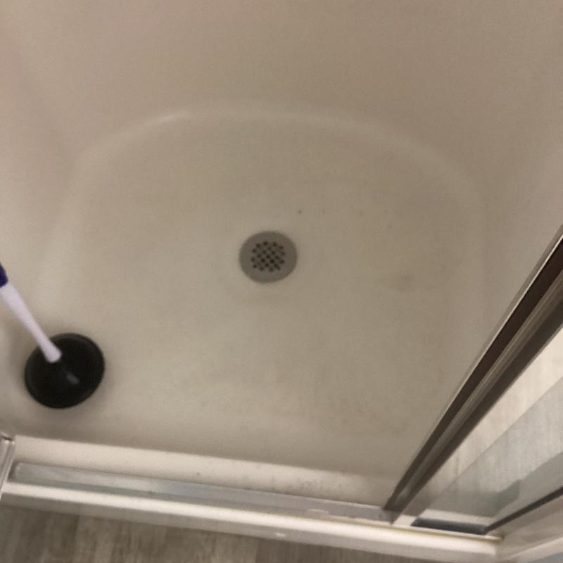 Shower drain clog with plunger in stall repair Shower drain clog with plunger in stall repair