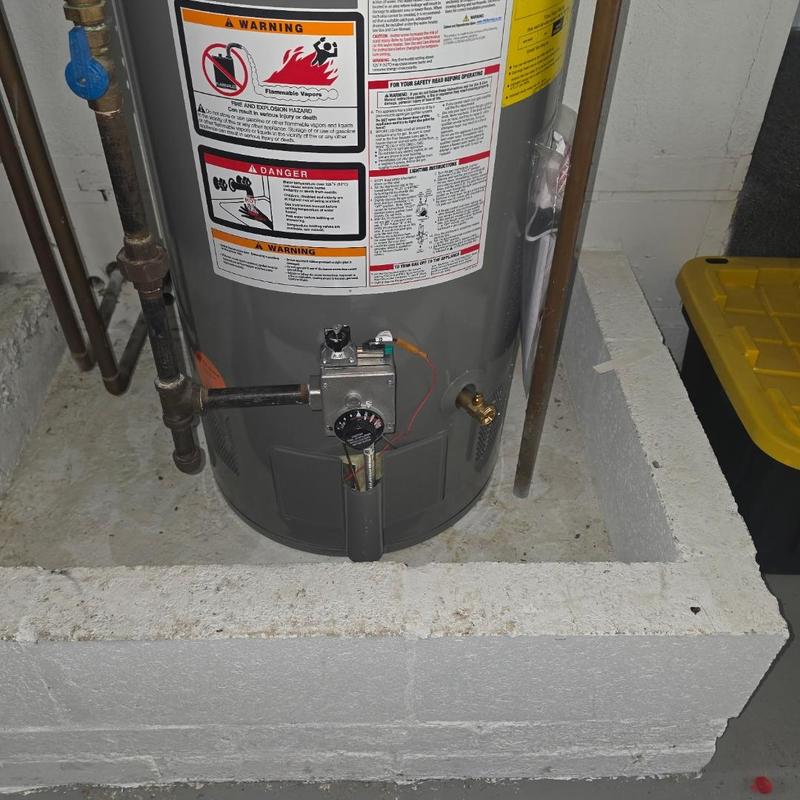 40 gallon water heater with safety labels and pipes 40 gallon water heater with safety labels and pipes