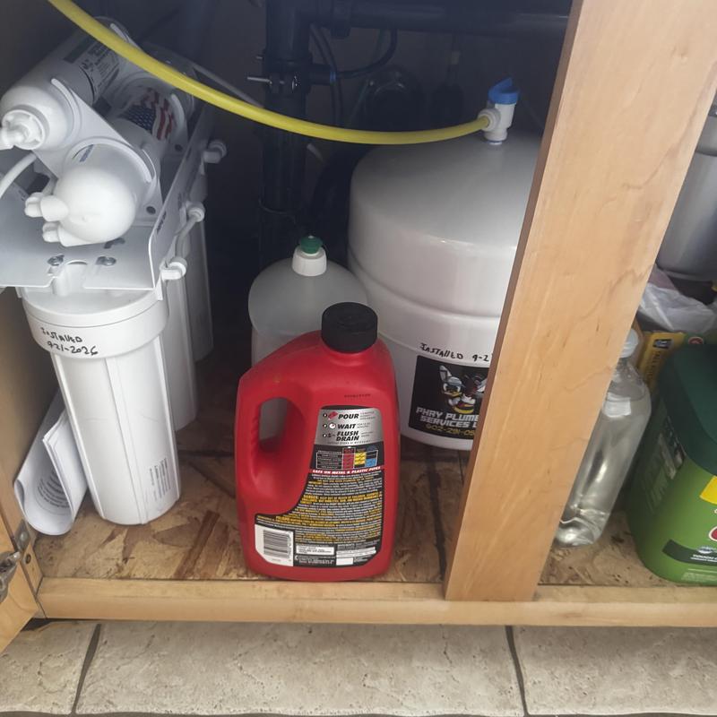 Five-stage reverse osmosis water filtration system installed Five-stage reverse osmosis water filtration system installed
