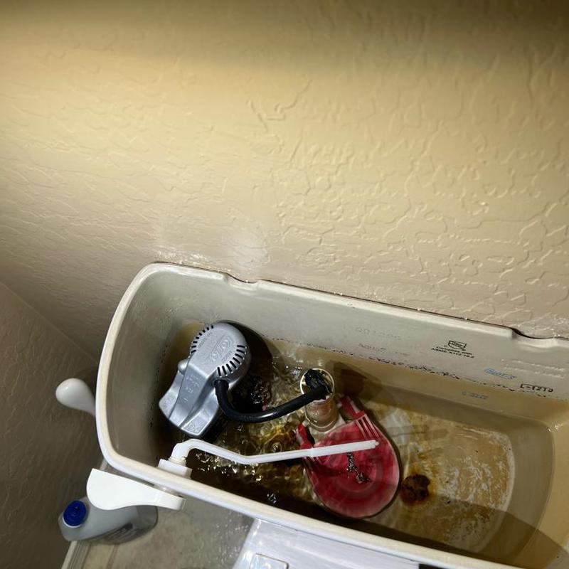 Toilet fill valve and flapper inside tank, water level adjustment
