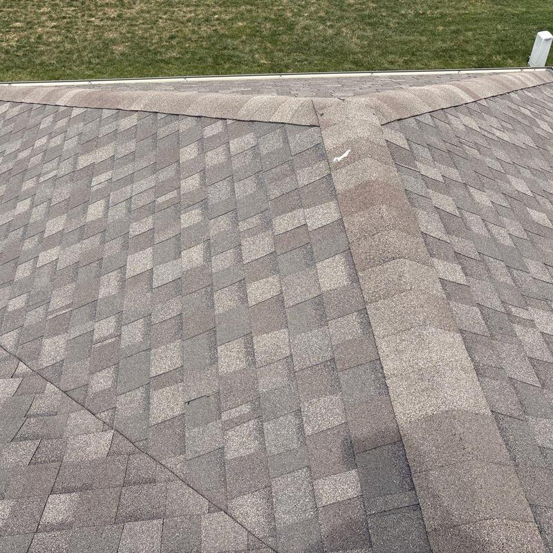 Tamko Titan XT shingles on residential roof ridge Tamko Titan XT shingles on residential roof ridge