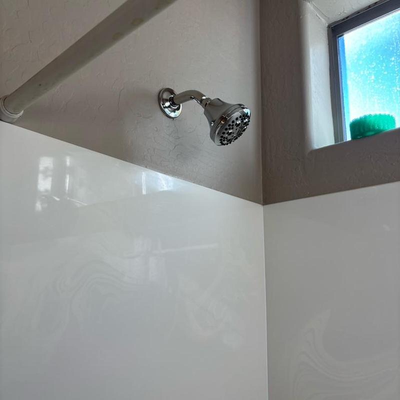Delta showerhead and tub trim replacement in hallway bath