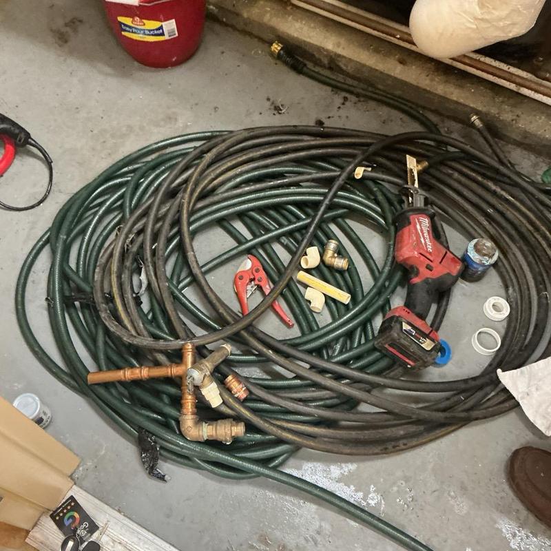 Commercial water heater piping and fittings with tools Commercial water heater piping and fittings with tools