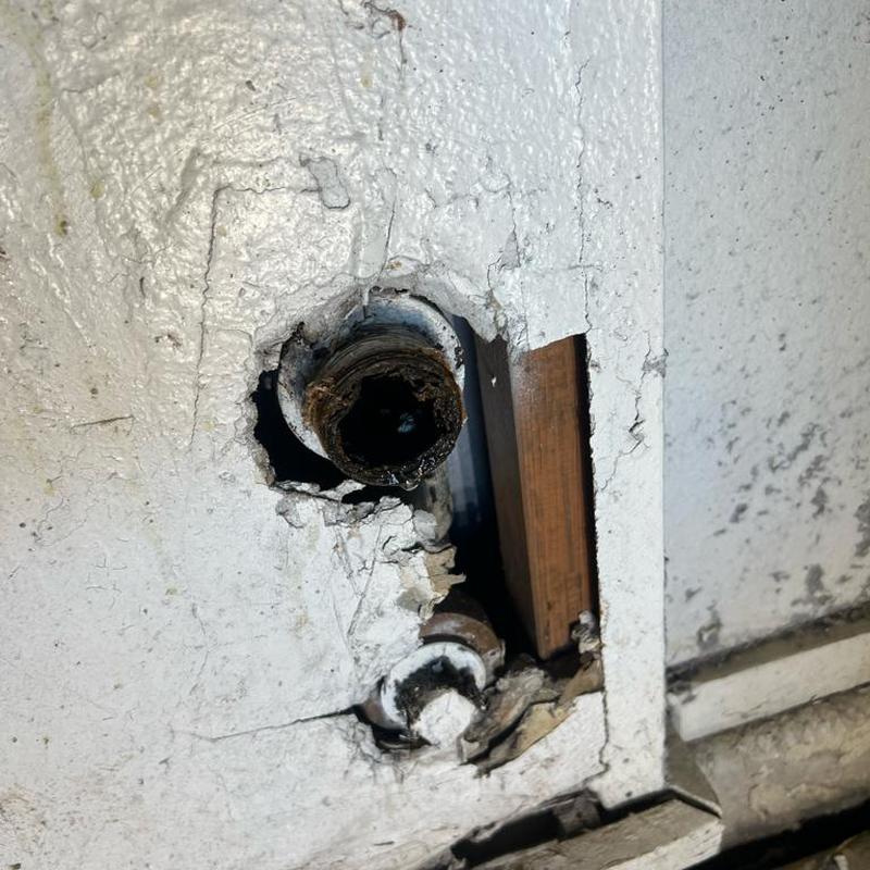 Drain pipe with severe corrosion and wall damage
