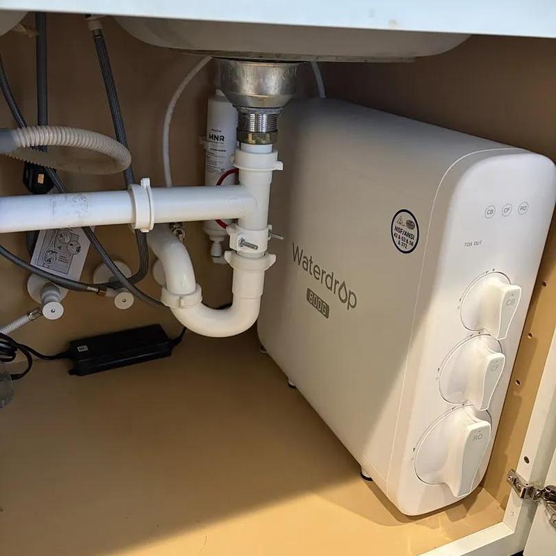 RO water filtration system installed under sink