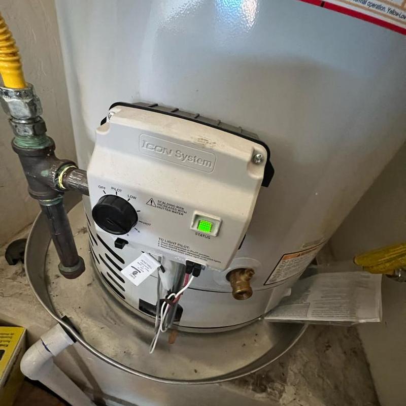 Water heater control panel with green status light