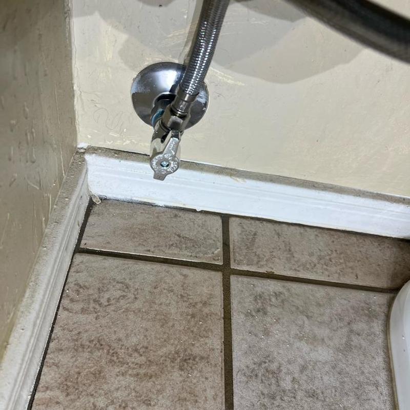 Toilet angle stop and supply line installation under sink