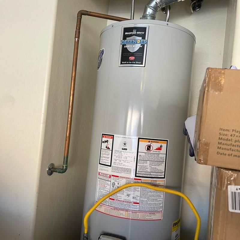 Water heater with new copper and gas lines installed