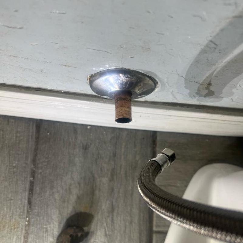 Toilet water supply line and copper pipe outlet prep