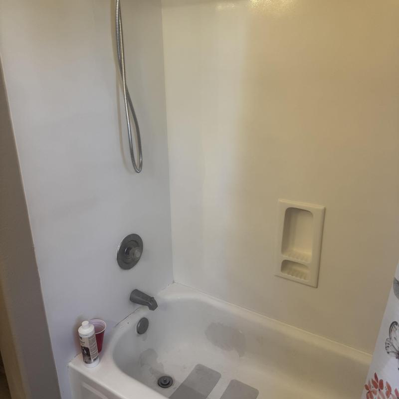 Three-piece shower enclosure with new valve and plumbing Three-piece shower enclosure with new valve and plumbing