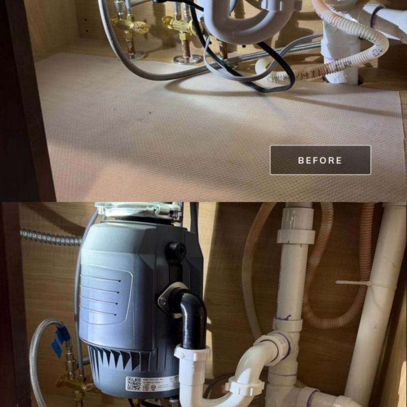 Garbage disposal installation under kitchen sink