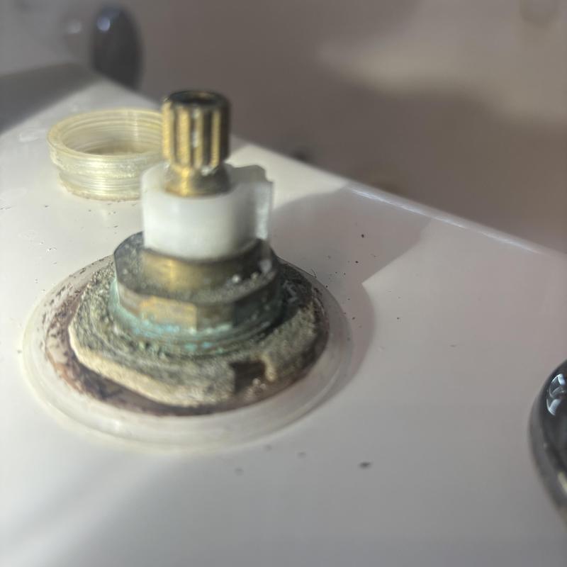 Roman tub faucet ceramic stem replacement parts close-up Roman tub faucet ceramic stem replacement parts close-up