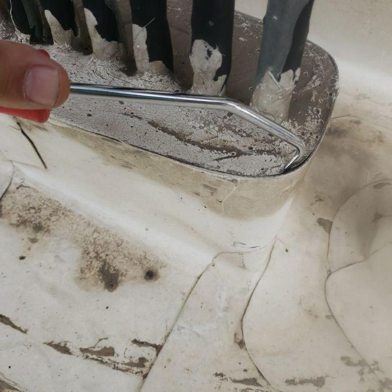 TPO flat roof pitch pan with deteriorated seams TPO flat roof pitch pan with deteriorated seams