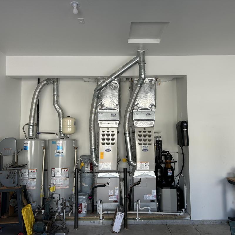 Water heaters and HVAC furnace units with ductwork