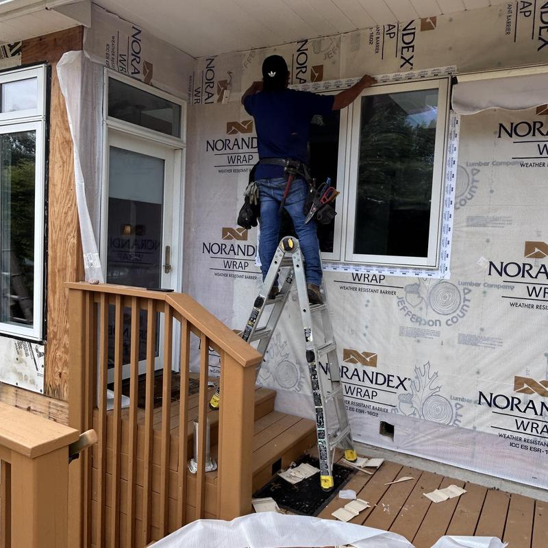Window installation on wrapped exterior wall