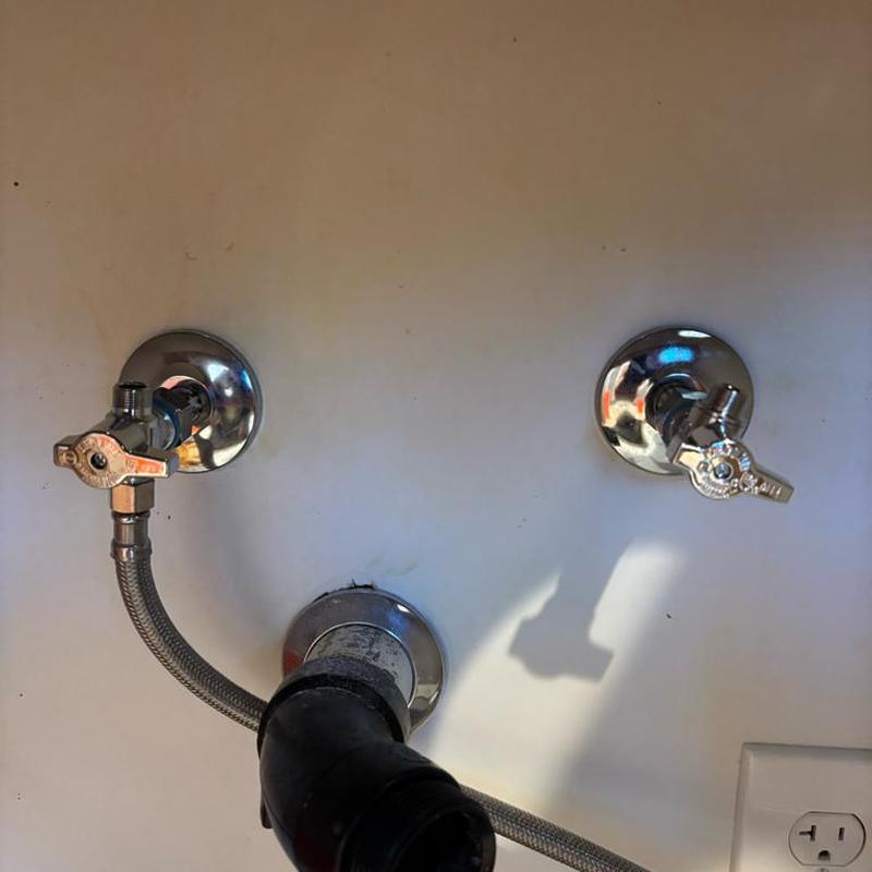 Angle stop valves with braided hose under sink