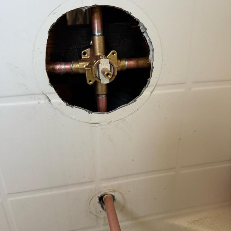 Shower valve with copper piping in wall cavity