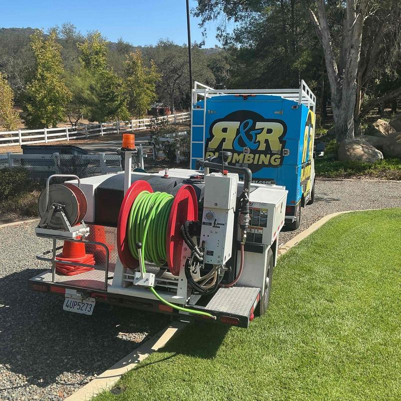 Hydro-jetting hose system and R&R Plumbing truck