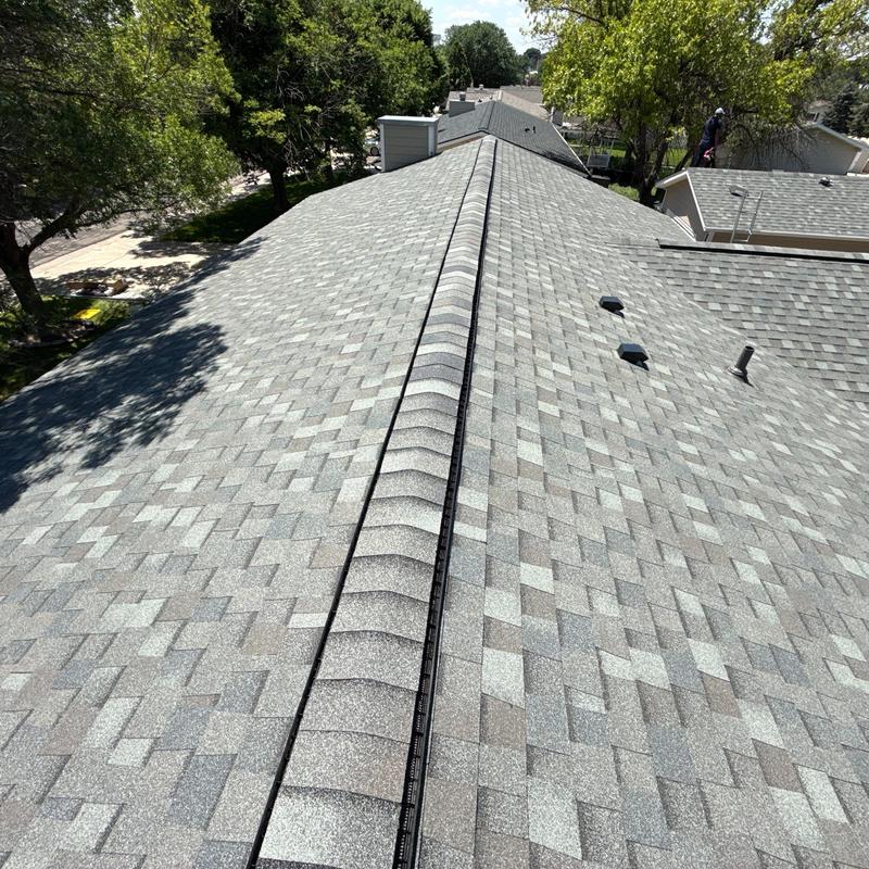 Tamko Titan XT asphalt shingle roof with ridge vent Tamko Titan XT asphalt shingle roof with ridge vent