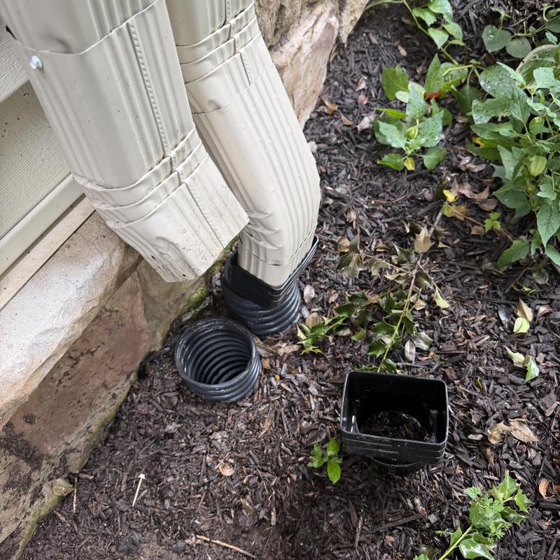 Downspout extensions disconnected on home foundation drainage Downspout extensions disconnected on home foundation drainage