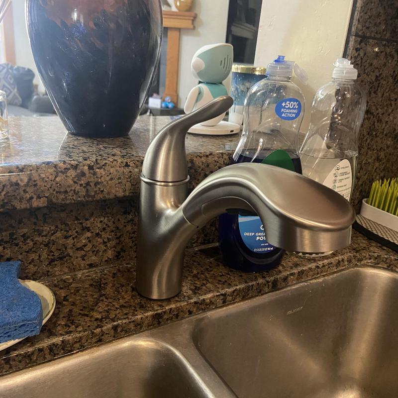 Kitchen faucet and aerator on granite countertop