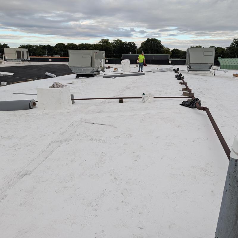 TPO single ply roof restoration on commercial building