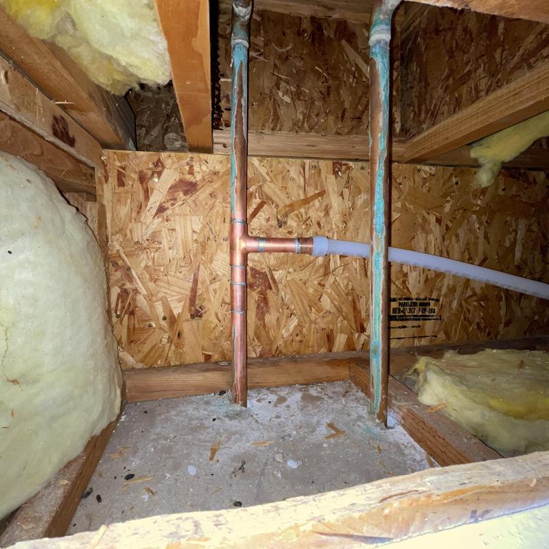 PEX water line reroute through drywall walls and ceiling
