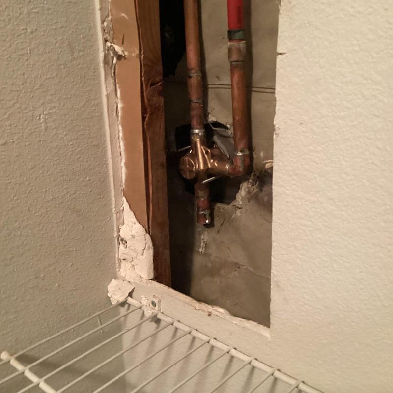 Shower valve with copper piping inside wall cavity
