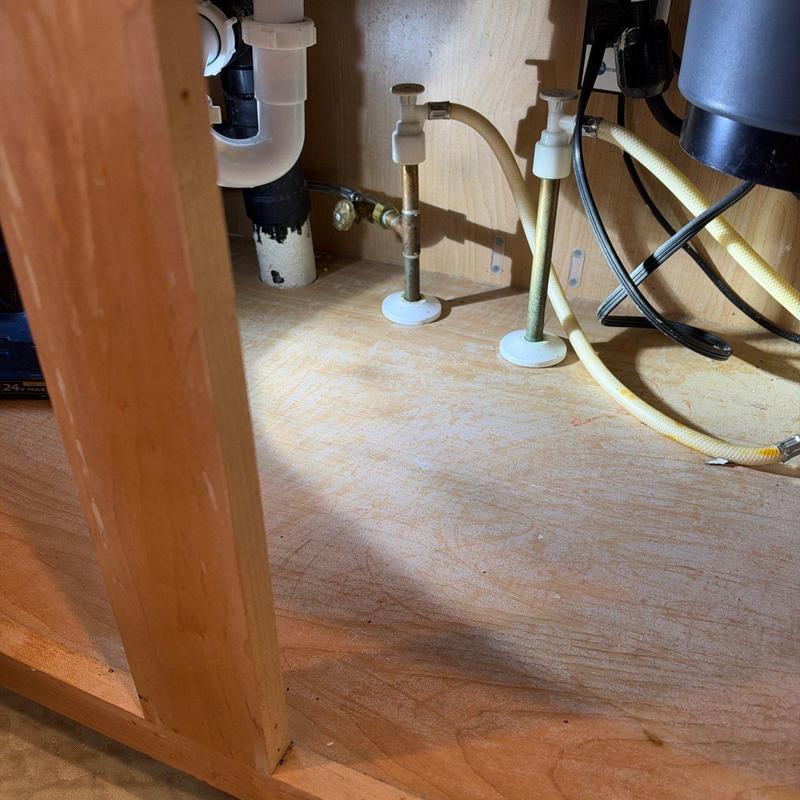 Kitchen faucet angle stop valves under sink