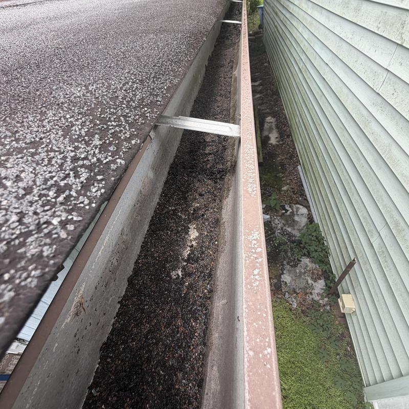Rolled roofing granule loss and gutter buildup Rolled roofing granule loss and gutter buildup